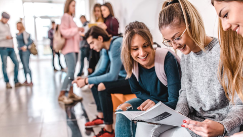 Estudiants mirant un llibre
